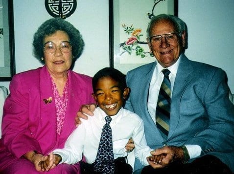 Young Chris Smith, SJ, with his grandparents; his grandfather, Clarence, was Florence’s son.