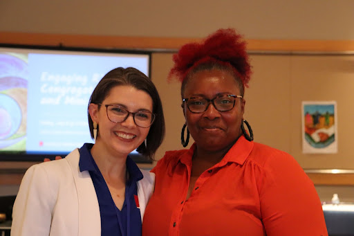 CMN Director of Restorative Justice Caitlin Morneau with restorative justice practitioner L. Tomay Douglas at the NACRJ annual c