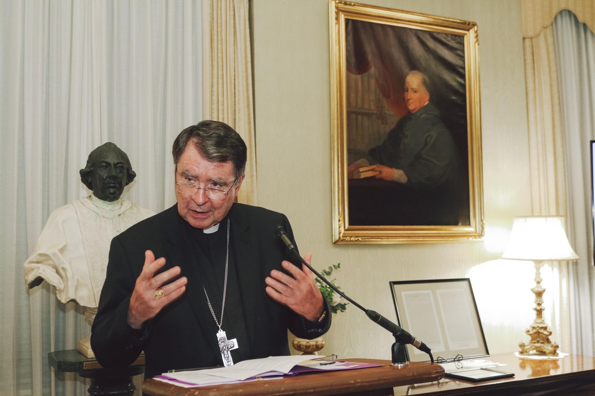 Archbishop Christophe Pierre welcomes guests to the Apostolic Nunciature