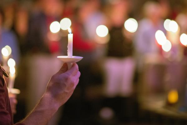 Candle at a prayer vigil