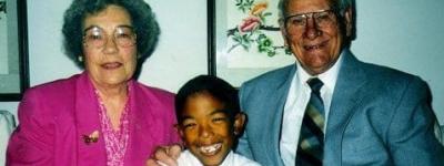 Young Chris Smith, SJ, with his grandparents; his grandfather, Clarence, was Florence’s son.